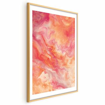 Artgeist Poster - Plamteće boje - dinamični oblici u bojama vatre i ružičaste
