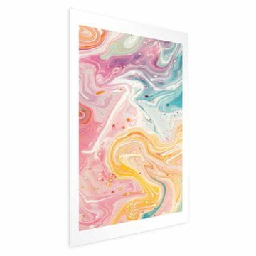 Artgeist Poster - Šareni kaos - dinamični oblici u nijansama ružičaste, žute i plave