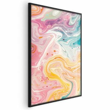 Artgeist Poster - Šareni kaos - dinamični oblici u nijansama ružičaste, žute i plave