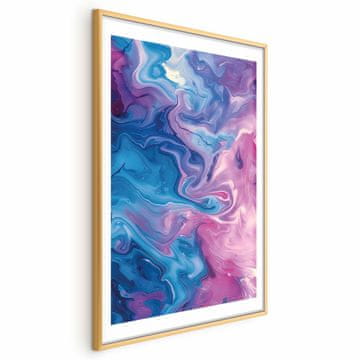 Artgeist Poster - Noćni tokovi - apstraktni valovi u nijansama plave i ljubičaste