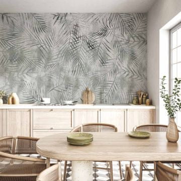 Artgeist Foto tapeta - Minimalistički krajolik - motiv prirode sa sivim egzotičnim lišćem