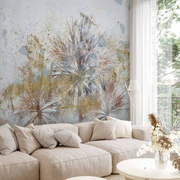 Artgeist Foto tapeta - Sive palme - biljni motiv u apstraktnoj kompoziciji s uzorcima