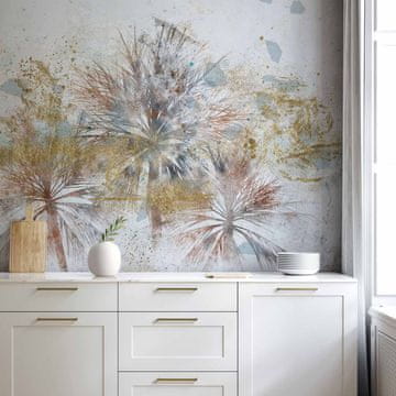 Artgeist Foto tapeta - Sive palme - biljni motiv u apstraktnoj kompoziciji s uzorcima