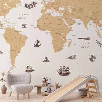 Artgeist Fototapeta - Karta morskih vukova - zemlje s ilustracijama pirata