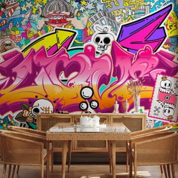 Artgeist Fototapeta - Ulična umjetnost - apstraktni urbani šareni grafiti mural s natpisom
