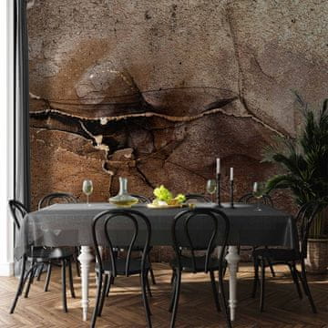 Artgeist Foto tapeta - Apstrakcija u kamenu - smeđe-bež uzorak u stilu ispucalog kamena