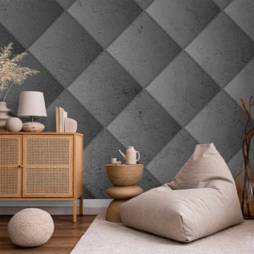 Artgeist Foto tapeta - Siva simetrija - geometrijski uzorak u betonu sa svijetlim spojevima