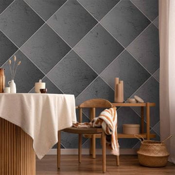 Artgeist Foto tapeta - Siva simetrija - geometrijski uzorak u betonu s bijelim spojevima