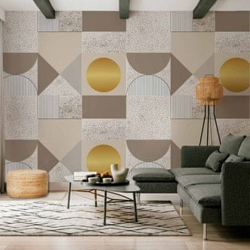 Artgeist Foto tapeta - Bež i zlatni geometrijski uzorak