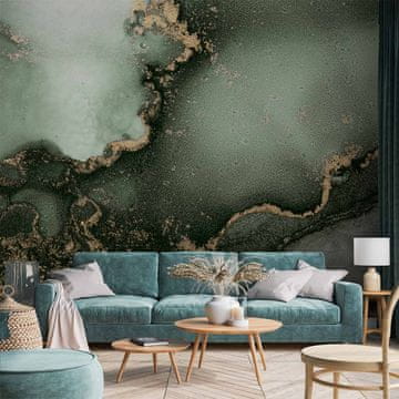 Artgeist Foto tapeta - Zeleni akvarel - apstrakcija inspirirana strukturom mramora
