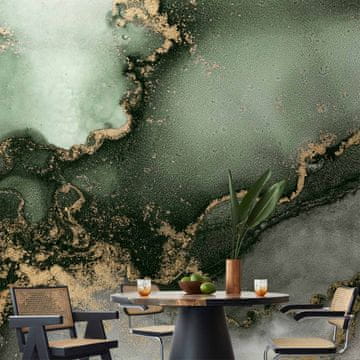Artgeist Foto tapeta - Zeleni akvarel - apstrakcija inspirirana strukturom mramora