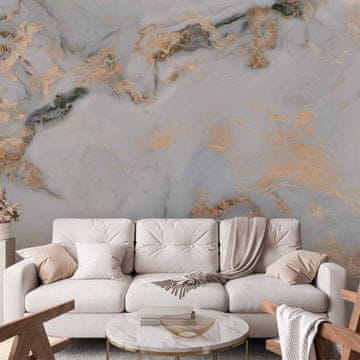 Artgeist Foto tapeta - Bijeli kamen - elegantni mramor sa zlatnim odsjajem