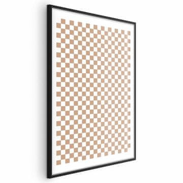 Artgeist Poster - Geometrija i smeđe boje - karirani uzorak u neutralnim nijansama
