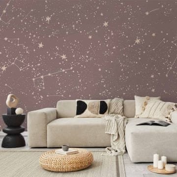 Artgeist Foto tapeta - Noćno nebo - umjetnička zviježđa i zvijezde u pastelnim nijansama / Galaktički uzorci - nježne zvijezde i zviježđa u toplim bojama