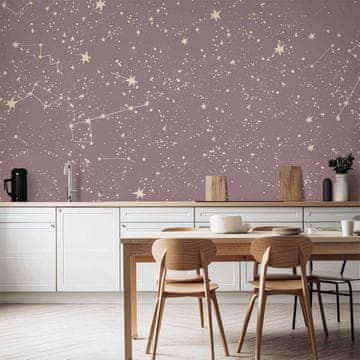 Artgeist Foto tapeta - Noćno nebo - umjetnička zviježđa i zvijezde u pastelnim nijansama / Galaktički uzorci - nježne zvijezde i zviježđa u toplim bojama