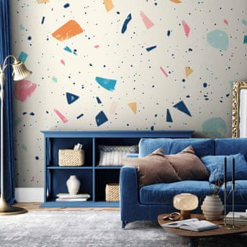 Artgeist Foto tapeta - Terrazzo s raznobojnim velikim elementima, veseli uzorak na svijetloj pozadini / Terrazzo s raznobojnim elementima