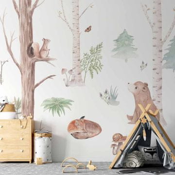 Artgeist Foto tapeta - Suptilna ilustracija sa šumskim životinjama