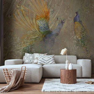 Artgeist Foto tapeta - Plesni paunovi - motiv ptice među apstraktnim ornamentalnim uzorkom