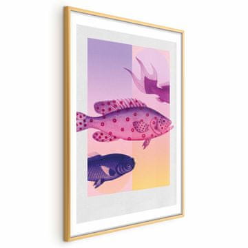Artgeist Poster - Fancy Fish - umjetnička ilustracija ribe na šarenoj pozadini