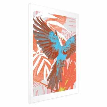 Artgeist Poster - Egzotična krila - Papiga među apstraktnim uzorcima lišća