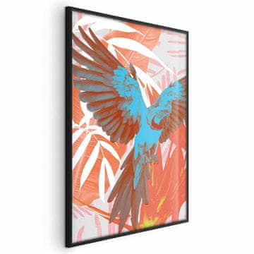 Artgeist Poster - Egzotična krila - Papiga među apstraktnim uzorcima lišća