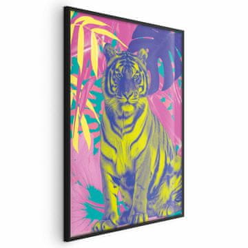 Artgeist Poster - Šareni tigar - Intenzivne boje tigra okruženog tropskim biljkama