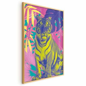 Artgeist Poster - Šareni tigar - Intenzivne boje tigra okruženog tropskim biljkama