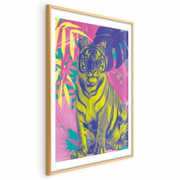 Artgeist Poster - Šareni tigar - Intenzivne boje tigra okruženog tropskim biljkama