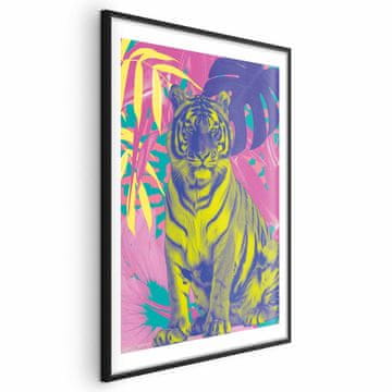 Artgeist Poster - Šareni tigar - Intenzivne boje tigra okruženog tropskim biljkama
