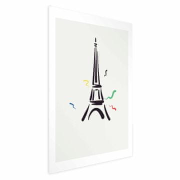 Artgeist Poster - Crna ilustracija Eiffelovog tornja na svijetloj pozadini