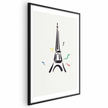 Artgeist Poster - Crna ilustracija Eiffelovog tornja na svijetloj pozadini