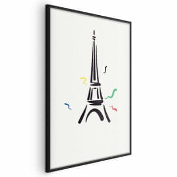 Artgeist Poster - Crna ilustracija Eiffelovog tornja na svijetloj pozadini