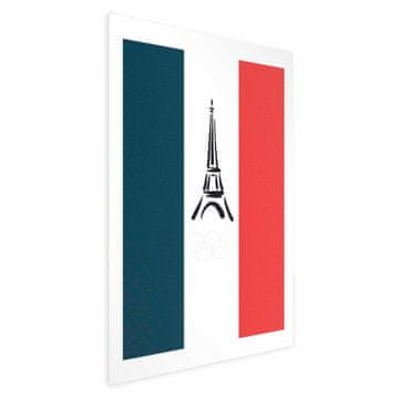 Artgeist Poster - Grafički Eiffelov toranj na pozadini francuske zastave