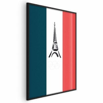 Artgeist Poster - Grafički Eiffelov toranj na pozadini francuske zastave