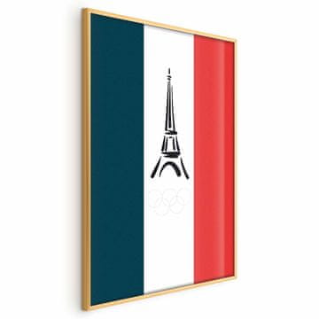 Artgeist Poster - Grafički Eiffelov toranj na pozadini francuske zastave