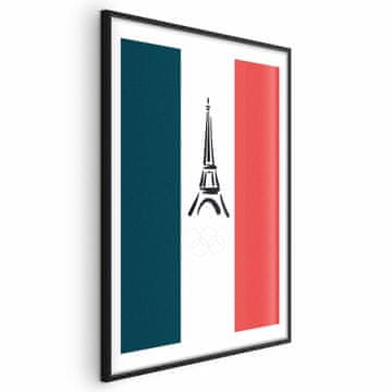 Artgeist Poster - Grafički Eiffelov toranj na pozadini francuske zastave