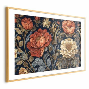 Artgeist Poster - Veliki tapiserijski cvjetovi u retro stilu