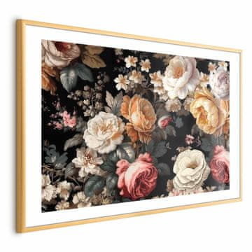 Artgeist Poster - Šareno cvijeće na crnoj pozadini