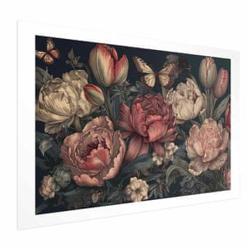 Artgeist Poster - Cvijeće na tirkiznoj pozadini