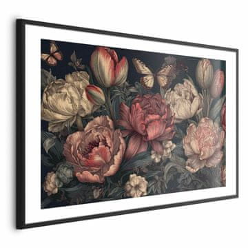 Artgeist Poster - Cvijeće na tirkiznoj pozadini