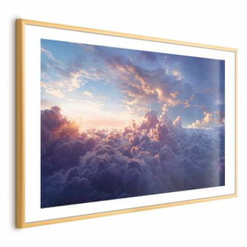 Artgeist Poster - Sunce u skrivanju: Zlatno lice neba iznad oblačnog mora