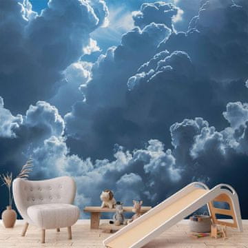 Artgeist Fototapeta - Animirani krajolik: Sunce se bori s oblacima