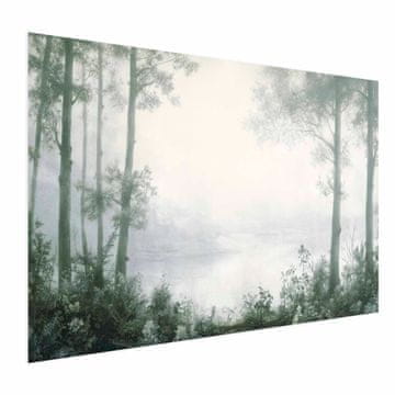 Artgeist Poster - Šuma i ribnjak u patinirano zelenoj boji