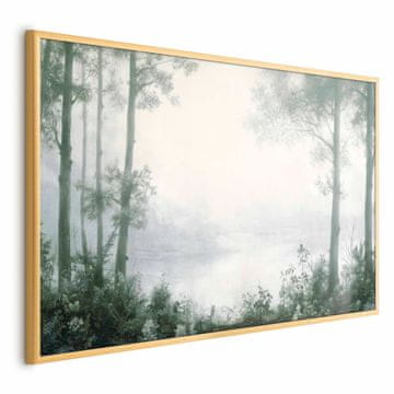 Artgeist Poster - Šuma i ribnjak u patinirano zelenoj boji