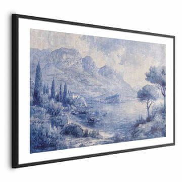 Artgeist Poster - Plavi zaljev - Talijanski krajolik jezera Como oslikan plavom tintom