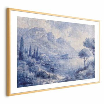Artgeist Poster - Plavi zaljev - Talijanski krajolik jezera Como oslikan plavom tintom