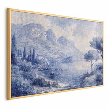 Artgeist Poster - Plavi zaljev - Talijanski krajolik jezera Como oslikan plavom tintom