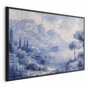Artgeist Poster - Plavi zaljev - Talijanski krajolik jezera Como oslikan plavom tintom
