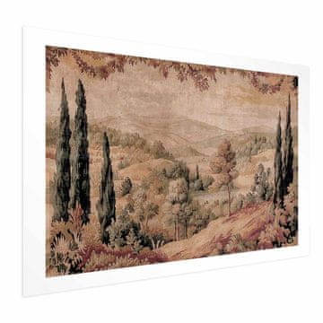 Artgeist Poster - Mediteranski krajolik - stara tapiserija s brdom i jezerom