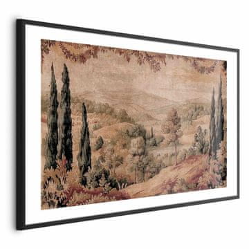 Artgeist Poster - Mediteranski krajolik - stara tapiserija s brdom i jezerom